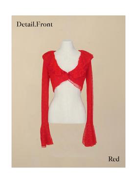 蕾丝开衫 乳白/樱桃红