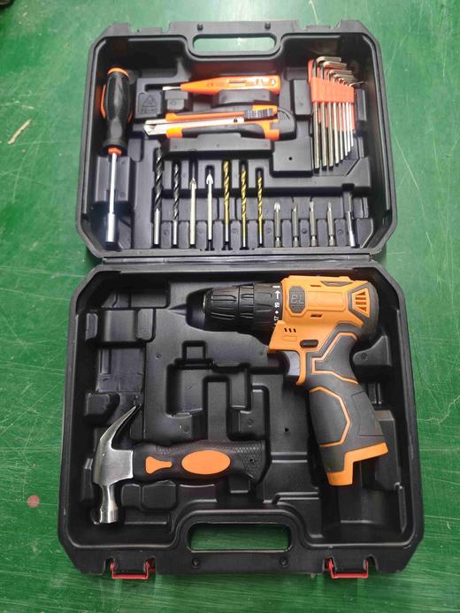 【货号07578】包邮16.8V锂电钻套盒批头钻头螺丝刀羊角锤美工刀六角扳手套装工具 商品图3