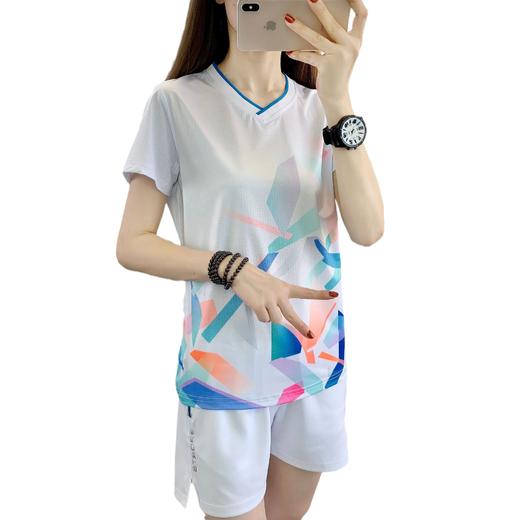 丁摩 V领速干衣女短袖弹力户外女装运动快干夏装宽松徒步羽毛球t恤休闲6317 商品图4