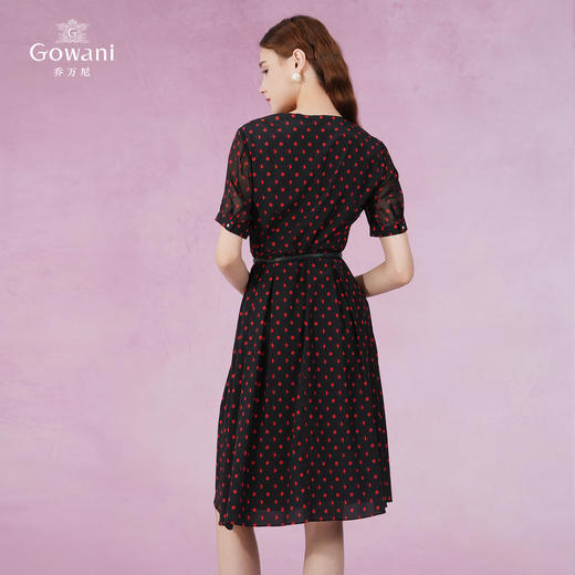 乔万尼真丝桑蚕丝连衣裙新款复古小波点收腰设计EF2E330 商品图4