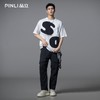 PINLI品立2025夏季新款男字母刺绣短袖T恤潮牌贴布撞色休闲体恤衫B252111028 商品缩略图2