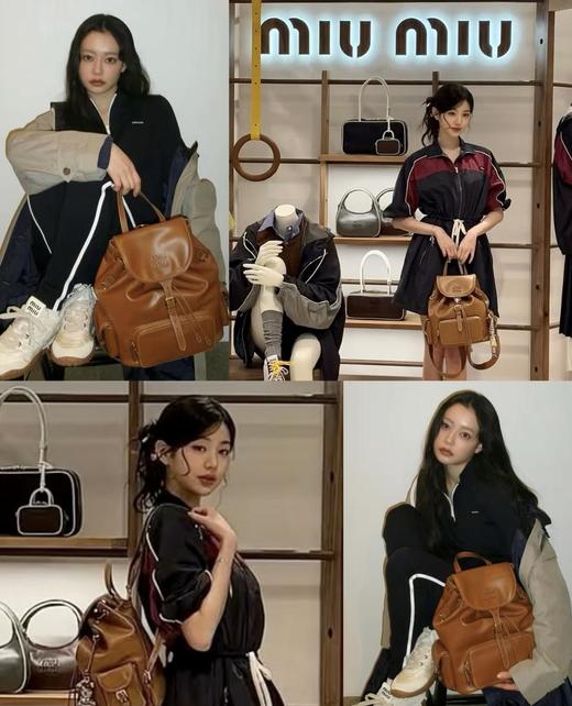 MIUMIU缪缪品牌Logo徽标金色硬件小牛皮双肩包（HH） 商品图5