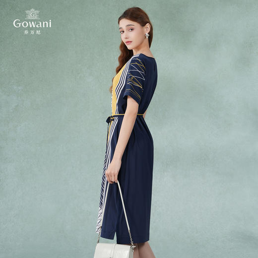 乔万尼高级感真丝连衣裙撞色拼接宽松EI2E865 商品图4