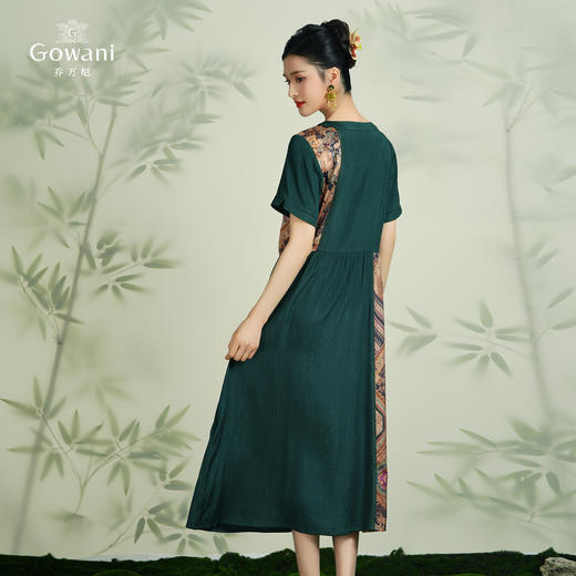 乔万尼真丝桑蚕丝连衣裙新款不规则拼接设计感EF2E402 商品图4