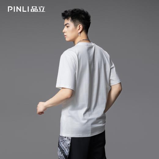 PINLI品立2025夏季新款圆领动物印花烫钻短袖T恤男士体恤衫上衣潮BG252111039 商品图2