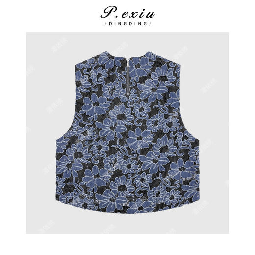 04-1潘依绣丁丁宠粉【花影浮光】新中式镂空布贴绣圆领马甲 M8608 商品图2