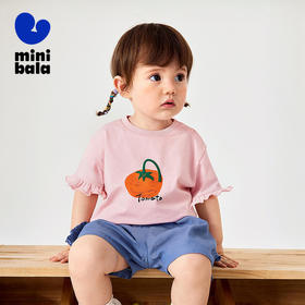 迷你巴拉女宝宝短袖T恤夏装新品甜美荷叶边亲肤婴儿透气打底