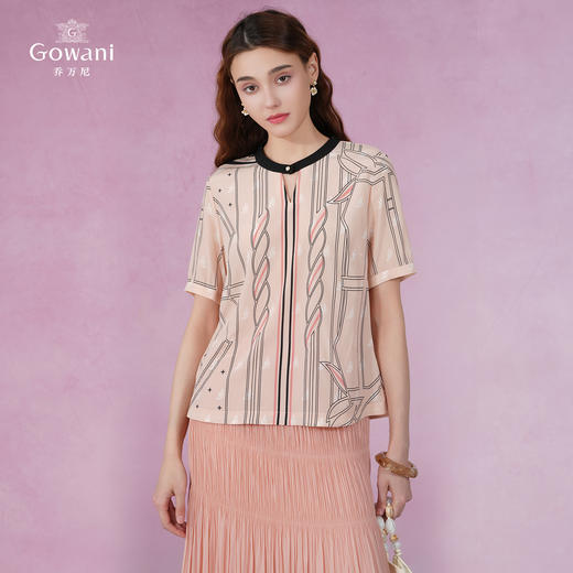 乔万尼夏季新款重磅真丝衬衫拼色设计衬衣EI2C806 商品图3