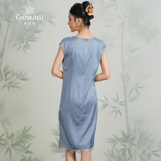 乔万尼桑蚕丝连衣裙女夏气质淡雅修身旗袍中长款真丝裙子EN2E516 商品图4