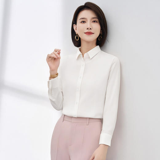【含莫代尔】罗蒙女士衬衫简约大方通勤百搭舒适简约长袖衬衣女 商品图2