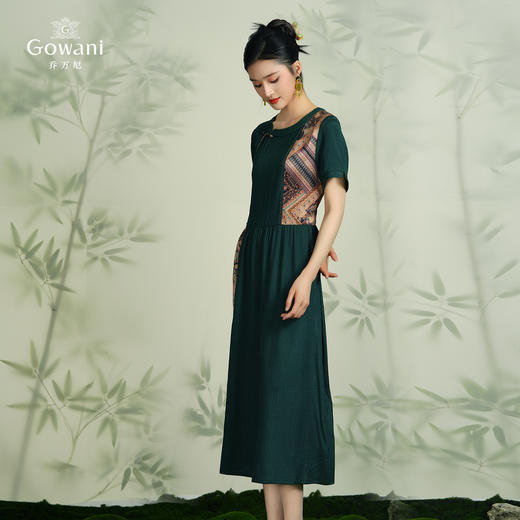 乔万尼真丝桑蚕丝连衣裙新款不规则拼接设计感EF2E402 商品图3