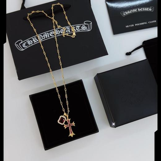 易梦玲同款克罗心经典镶钻双十字架️金色项链（EJ） 商品图2