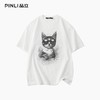 PINLI品立2025夏季新款男士猫咪印花金属烫片圆领短袖T恤上衣潮牌BG252111037 商品缩略图4