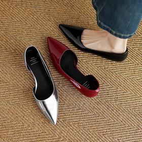 【预售5天】极简春秋法式小低坡跟尖头侧空浅口百搭通勤单鞋DMJFG&82510F