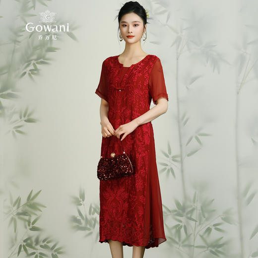 乔万尼夏红装礼服裙优雅真丝连衣裙桑蚕丝中长款EN2E565 商品图2
