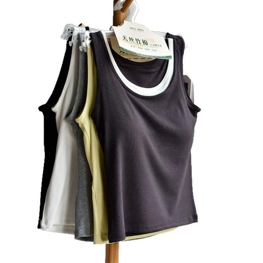 丁摩 【撞色背心】肌理感撞色假两件吊带背心流行百搭层次感U领上衣女5ZF-212 商品图4