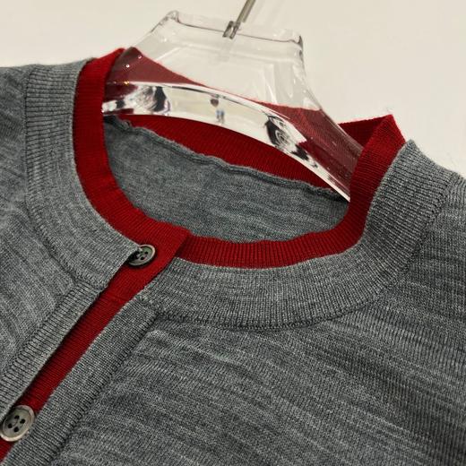 丁摩 春装新款层次感撞色拼接/假两件羊毛圆领针织开衫5ZF-16161 商品图6