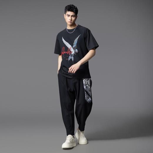 PINLI品立2025夏季新款潮牌动物印花短袖T恤男休闲圆领体恤衫上衣BG252111020 商品图4