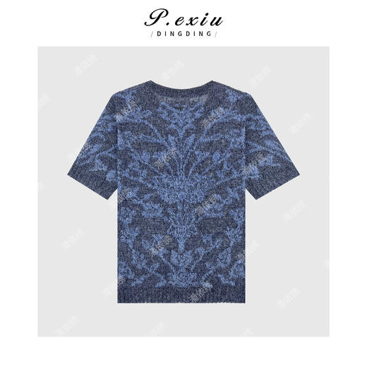 04-3潘依绣丁丁宠粉100 羊-毛 镂空嵌花编制软糯感针织短袖 ZZ0818 商品图2