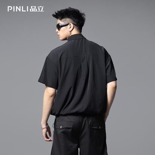 PINLI品立2025夏季新款流苏设计感短袖衬衫男士宽松休闲上衣潮牌B252113040 商品图2