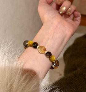 一手富贵招财金霸天然黄水晶手串