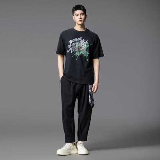 PINLI品立2025夏季新款男士字母烫钻印花圆领短袖T恤BG252111038 商品图4