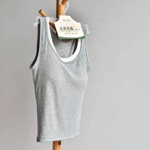 丁摩 【撞色背心】肌理感撞色假两件吊带背心流行百搭层次感U领上衣女5ZF-212 商品图6