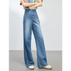 【专属特价】熙世界复古直筒牛仔裤女春夏薄款2025新款宽松显瘦窄版阔腿长裤子 商品缩略图4