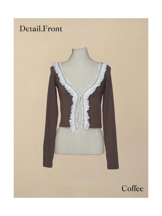 蕾丝钉珠开衫 深蓝/燕麦 商品图2