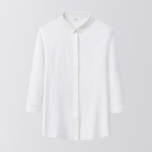 【含莫代尔 】罗蒙女士七分袖暗门襟衬衫纯色百搭商务面试职业衬衣女 商品图2