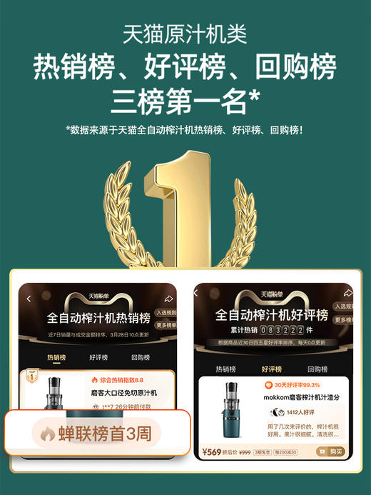 【8CM大口径】MOKKOM磨客榨汁机汁渣分离家用多功能小型mini原汁机全自动果汁机 商品图1