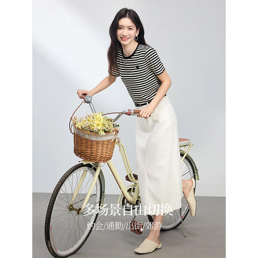 【周四狂欢价】熙世界白色a字牛仔半身裙女夏季2025新款工装风开叉直筒包臀裙子 商品图2