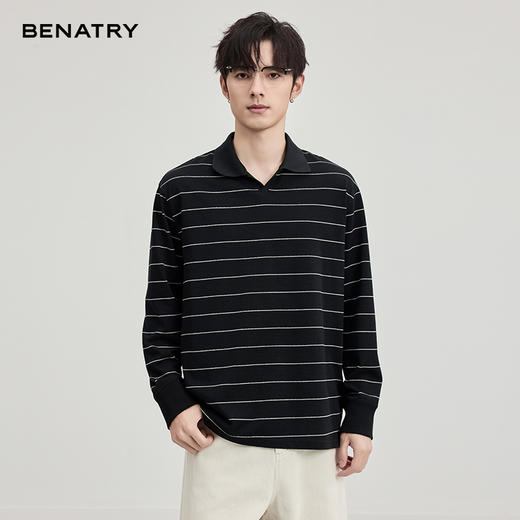 贝纳川条纹翻领T恤ECF113003 商品图0