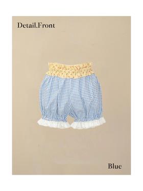 小樱桃格纹蕾丝花苞短裤
