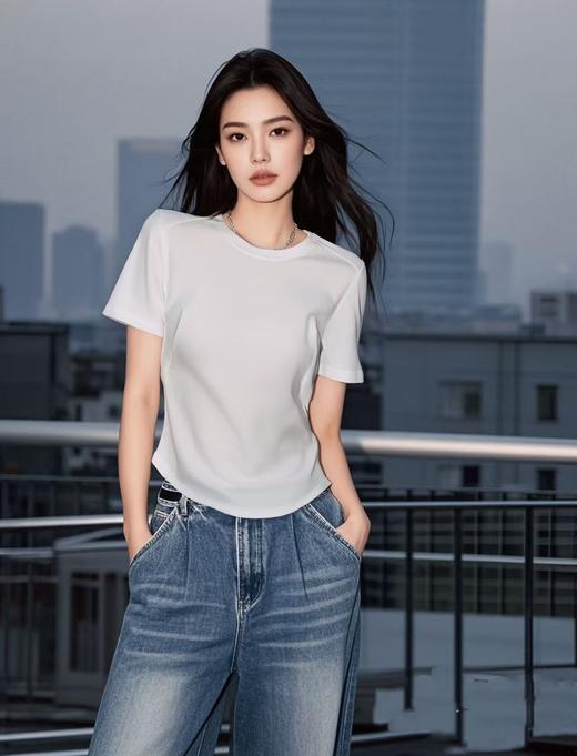 七夕福利-NO退-【超美推荐】超显瘦款！！夏季短款弧形下摆小设计感短袖T恤87%棉-喜出 商品图1