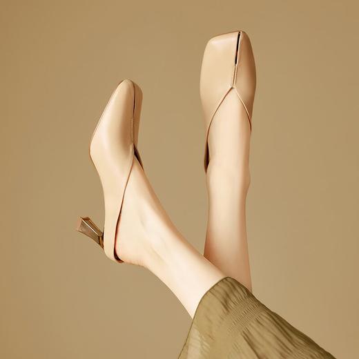 【预售5天】小众包头半拖~夏季新款优雅方头真皮包头凉鞋女高跟罗马鞋MBJR&6865 商品图2