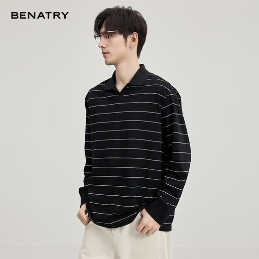 贝纳川条纹翻领T恤ECF113003 商品图1