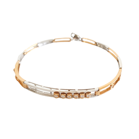 【天然正品】AU750双色金排镶0.153克拉钻石手链女士现售价：5380！240325NJS40