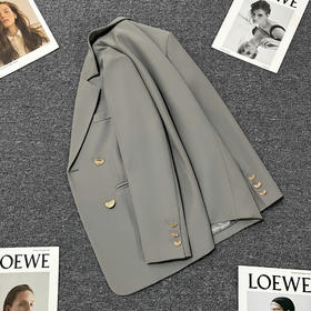 丁摩 春秋新款百搭时尚雅灰色西装外套女设计感休闲轻奢高级西服5ZF-80601