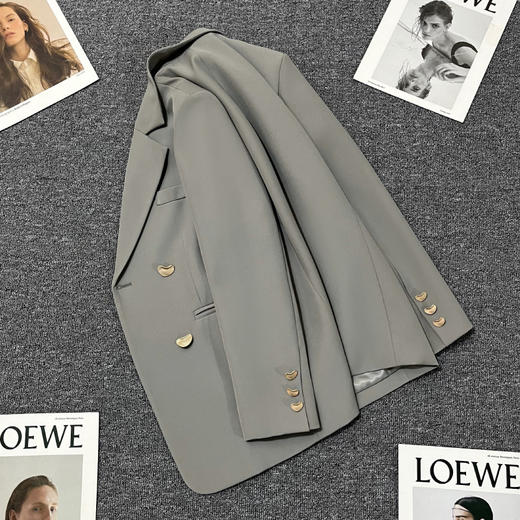 丁摩 春秋新款百搭时尚雅灰色西装外套女设计感休闲轻奢高级西服5ZF-80601 商品图0