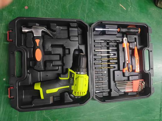【货号07578】包邮16.8V锂电钻套盒批头钻头螺丝刀羊角锤美工刀六角扳手套装工具 商品图5