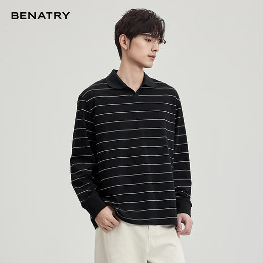 贝纳川条纹翻领T恤ECF113003 商品图2