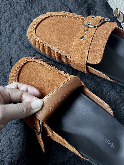 现货THS-限时 爱马家 新款呆萌穆勒半拖 羊反绒勃肯鞋 3色 BZ1237 商品图9