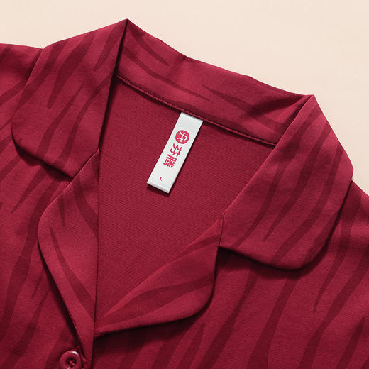 芬腾情侣短袖睡衣夏季纯棉套装女士男款蛇年本命年红色结婚家居服 商品图3