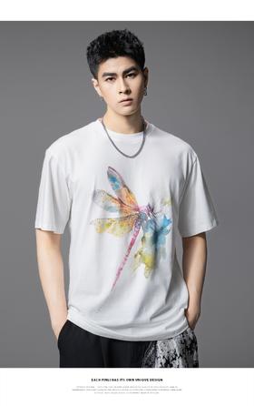 PINLI品立2025夏季新款圆领动物印花烫钻短袖T恤男士体恤衫上衣潮BG252111031