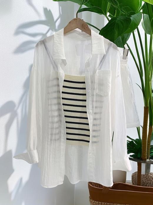 夏装搭配一整套【85%天丝】2025新款网红炸街防晒衬衫+背心➕短裤三件套装-喜出 商品图12