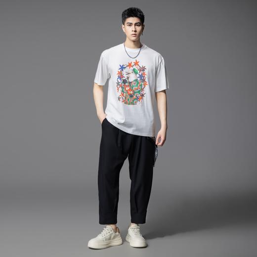 PINLI品立2025夏季新款圆领动物印花烫钻短袖T恤男士体恤衫上衣潮BG252111039 商品图4