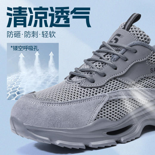 2025新款夏季款劳保鞋防砸防刺穿欧标钢包头凯夫拉底EVA底灰色低帮安全鞋 商品图9