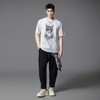 PINLI品立2025夏季新款男士猫咪印花金属烫片圆领短袖T恤上衣潮牌BG252111037 商品缩略图1