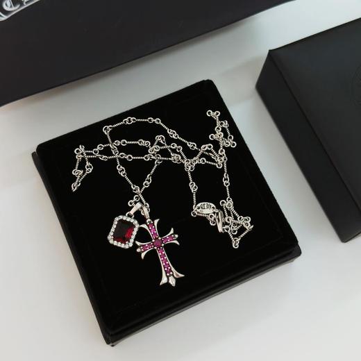 易梦玲同款克罗心经典镶钻双十字架️金色项链（EJ） 商品图0